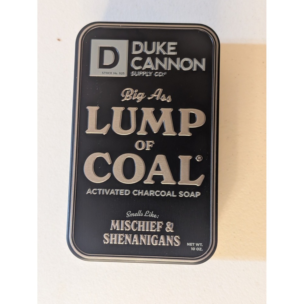 DUKE CANNON Lump of Coal Soap Tin –‎ Activated Charcoal, 10 oz, New in Box